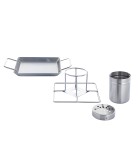 BBQ ALL GRILL staiinless steel chicken holder with plate and removable aroma can