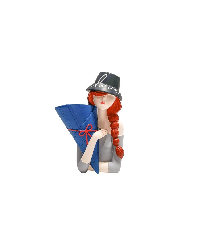 Decorative Funky Girl with Vase - Blue 25cm Decorative Funky Girl with Vase - Blue 25cm