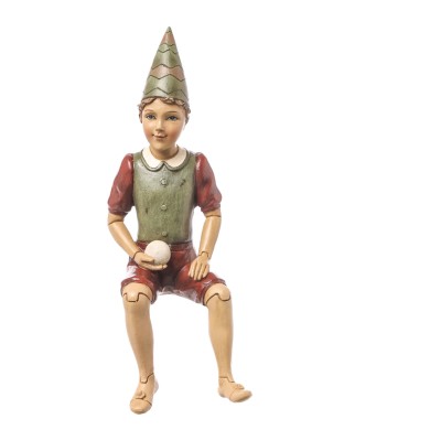 Decorative Puppet Seated - Green/Red 10.5x10x25.5cm