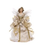 Ornament Tree Top - Angel - White/Gold - H24cm