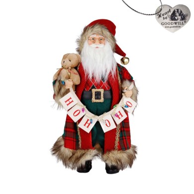 Decorative Santa - HOHOHO - Red/Brown - H46cm