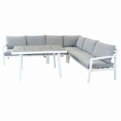 BORACAY CORNER LOUNGE SET – WITH CUSHIONS – LIGHT GREY / WHITE