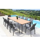 Outdoor Table Extendable - Sacramento - Black with Wood Effect Tables