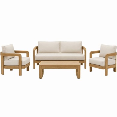 MONTEREY LOUNGE SET (4-PIECE) – WITH CUSHIONS – BEIGE / LIGHT BROWN