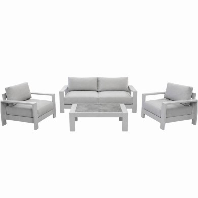 BOA VISTA LOUNGE SET (4-PIECE) – WITH CUSHIONS – LIGHT GREY / WHITE