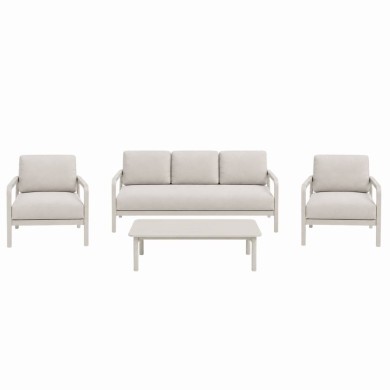 HARBOUR LOUNGE SET (4-PIECE) – WITH CUSHIONS – CHALK