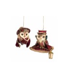 Singing Owl Ornament - Burgundy (2 Ass) - 10Cm Singing Owl Ornament - Burgundy (2 Ass) - 10Cm