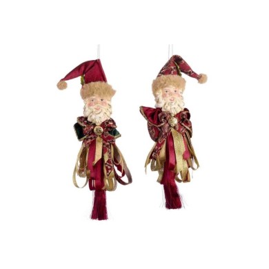 Singing Santa Tassel Orn (2 Ass.) - Burgundy - 22Cm