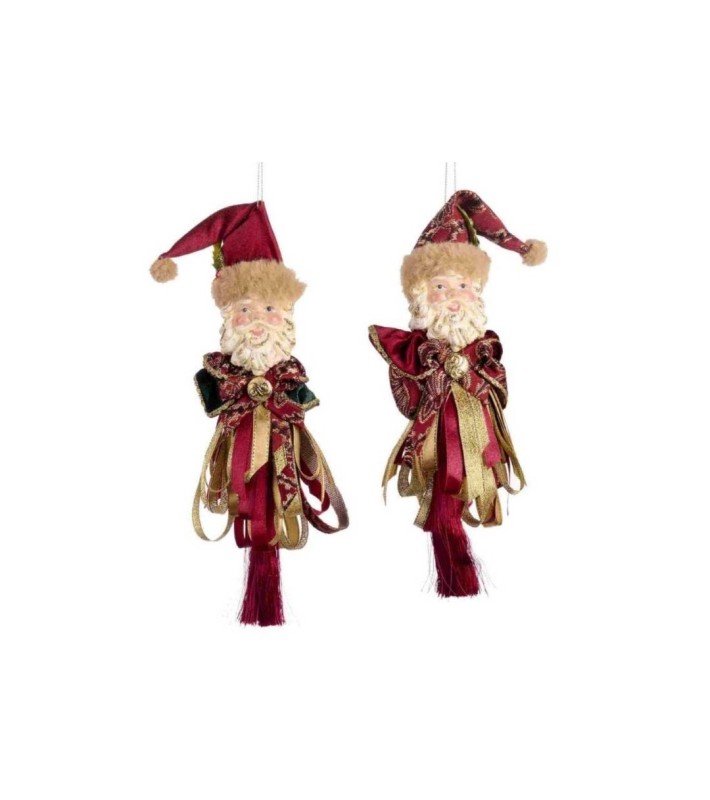 Singing Santa Tassel Orn (2 Ass.) - Burgundy - 22Cm Singing Santa Tassel Orn (2 Ass.) - Burgundy - 22Cm
