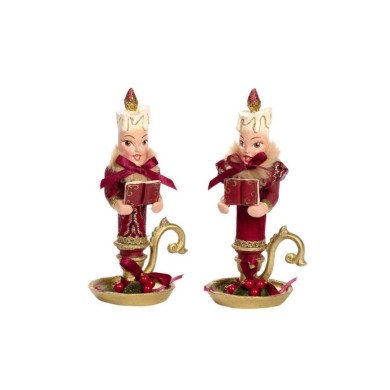 Singing Carol Candle Orn. (2 Ass.) - Burgundy - 18Cm
