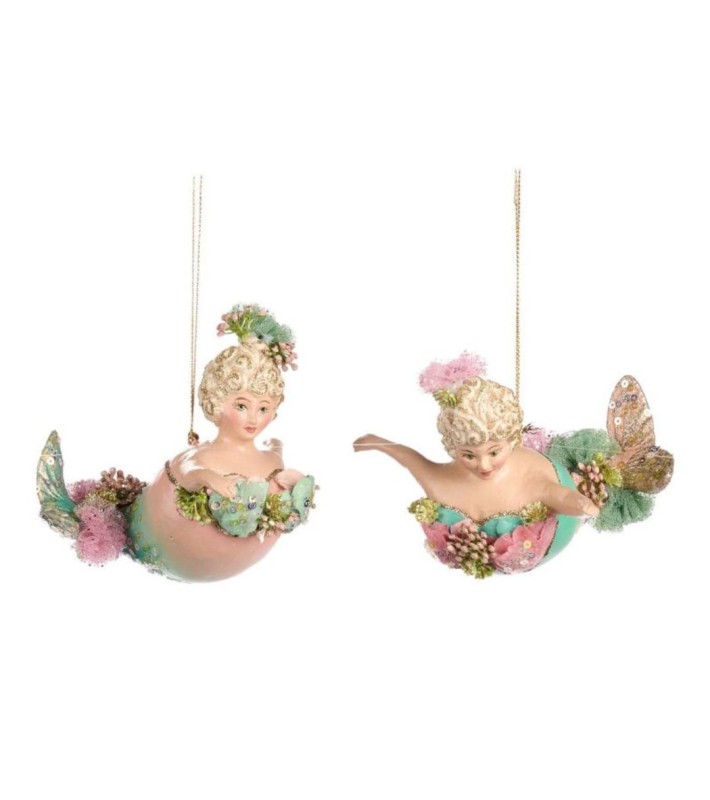 Lily Pond Chubby Mermaid Ornament (2 Ass.) - Green/Pink - 12Cm Lily Pond Chubby Mermaid Ornament (2 Ass.) - Green/Pink - 12Cm
