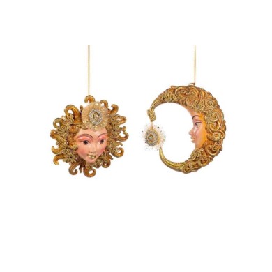 Sun King Baroque Sun & Moon Orn. (2 Ass.) - Gold - 13Cm