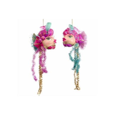 Eleganza Bustier Fish Ornament (2 Ass) - Pink/Blue - 11Cm