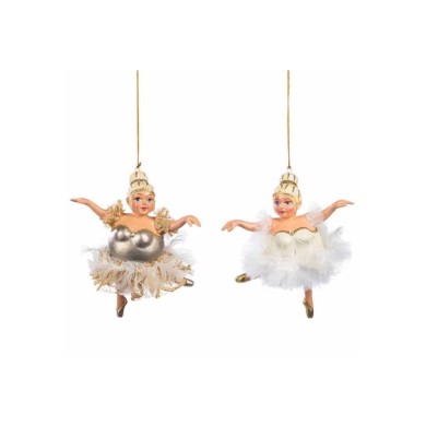 Swan Queen Chubby Ballerina Orn (2 Ass.) - Cream - 12,5Cm