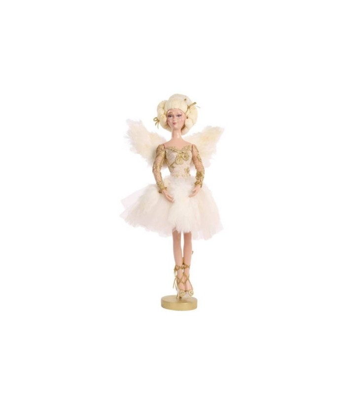 Wan Queen Ballerina Angel On Base - Cream/Gold - 46Cm Wan Queen Ballerina Angel On Base - Cream/Gold - 46Cm