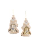 Regal Winter Santa Orn (2 Ass.) - Gold/Cream - 12Cm