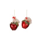 Bunny & Hedgehog Apple Ornament (2 Ass) - Red/Cream - 12Cm Bunny & Hedgehog Apple Ornament (2 Ass) - Red/Cream - 12Cm