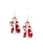 Snow White Mushroom Santa Orn (2 Ass.) - Red/White - 12Cm