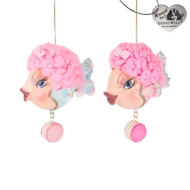 Ornament Fish - Cotton Candy - Pink - 12,5cm (2 assorted designs)