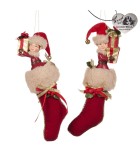 Decorative Stocking Sock - Elf - Red - 23cm (2 assorted designs) Decorative Stocking Sock - Elf - Red - 23cm (2 assorted designs)