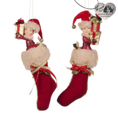 Decorative Stocking Sock - Elf - Red - 23cm (2 assorted designs) Decorative Stocking Sock - Elf - Red - 23cm (2 assorted designs)