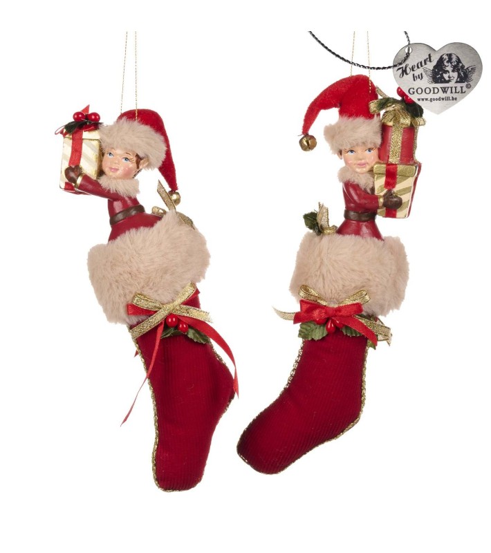Decorative Stocking Sock - Elf - Red - 23cm (2 assorted designs) Decorative Stocking Sock - Elf - Red - 23cm (2 assorted designs)