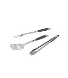 Set with Fork, Tong and Turner with heat resistant handle - Stainless Steel -  43cm