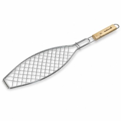 Barbecook fish broiler - chrome and wood – 66x14cm