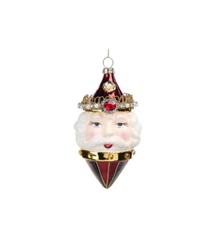 Glass Jewel Santa Head Finial Orn. - Red/White/Gold - 14Cm Glass Jewel Santa Head Finial Orn. - Red/White/Gold - 14Cm