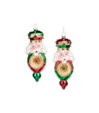 Glass Nutcracker Reflection Finial Orn. (2 Ass.) - Red/Green - 18Cm