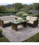 Sofa Jordano 2seater with sunbrella fabric cushions - brown rattan 144x75x85cm Sofas For Outdoors
