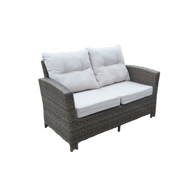 Sofa Jordano 2seater with sunbrella fabric cushions - brown rattan 144x75x85cm