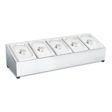Topping Station Cozze with 5 Containers & Lids - White - 60 × 13.5 × 19.5 cm