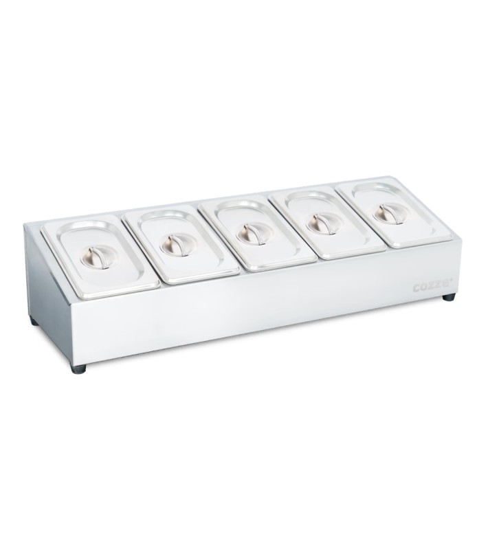 Topping Station Cozze with 5 Containers & Lids - White - 60 × 13.5 × 19.5 cm Topping Station Cozze with 5 Containers & Lids - White - 60 × 13.5 × 19.5 cm