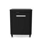 Table on Wheels Cozze with 1 Door & Foldable Side Tables - Black - 64 × 60 × 83 cm