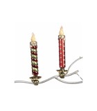 Glass Stripe & Dot Candle On Clip Orn. (2 Ass.) - Green/Red - 17Cm Glass Stripe & Dot Candle On Clip Orn. (2 Ass.) - Green/Red - 17Cm