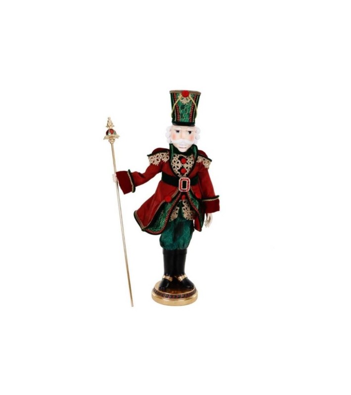 Nutcracker With Staff On Base - Burgundy/Green - 95,5Cm Nutcracker With Staff On Base - Burgundy/Green - 95,5Cm