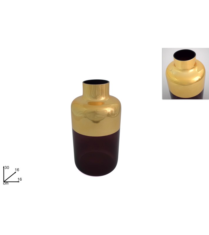 Βάζο Γυάλινο - Μπορντώ/Χρυσό 30εκ Βάζο Γυάλινο - Μπορντώ/Χρυσό 30εκ