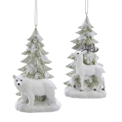 Ornament Bear & Deer - White 11.43cm (2 designs)