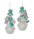 Ornament Snowman - Resin Turquoise 11.43cm (2 designs)