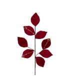 Decorative Brunch - Leaf - Glitter Burgundy - 70cm
