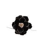 Fabric Glitter Jewel Magnolia On Clip - Black - 25Cm Fabric Glitter Jewel Magnolia On Clip - Black - 25Cm