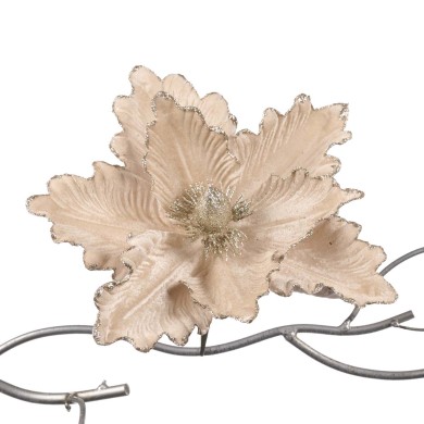 Decorative Flower with clip Magnolia - Cream - 26cm