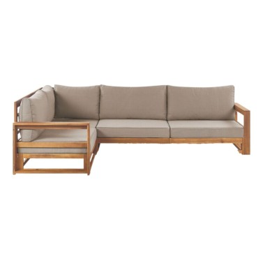 Corner Sofa - Outdoor Albury Living Natural Solid Teak Wood 231x323cm