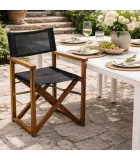 Director Chair Outdoor Living Natural Solid Teak Wood Black Fabric Chairs