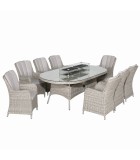Outdoor Dining Table Set - Hamilton - with fire pit system Table & 8 armchairs Set tables and chairs