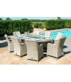 Outdoor Dining Table Set - Hamilton - with fire pit system Table & 8 armchairs Set tables and chairs