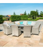 Outdoor Dining Table Set - Hamilton - with fire pit system Table & 8 armchairs Set tables and chairs