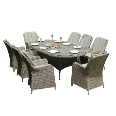 Outdoor Dining Table Set Hamilton with ice-bucket system table (L230xW120xH75cm) & 8 armchairs