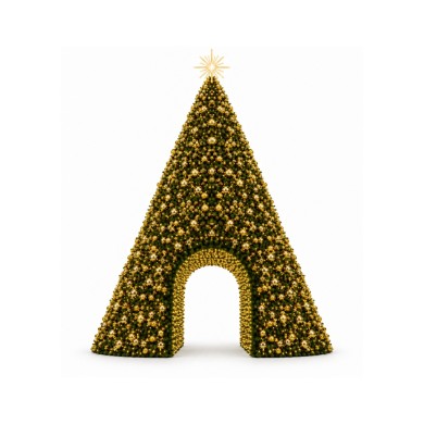Giant Christmas Tree With Star-Door-Balls( Silver/Gold Balls -8/10cm) - W.White Led -12M Giant Christmas Tree With Star-Door-Balls( Silver/Gold Balls -8/10cm) - W.White Led -12M